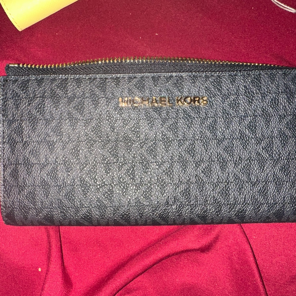 Michael Kors Black Wallet with Gold Zipper